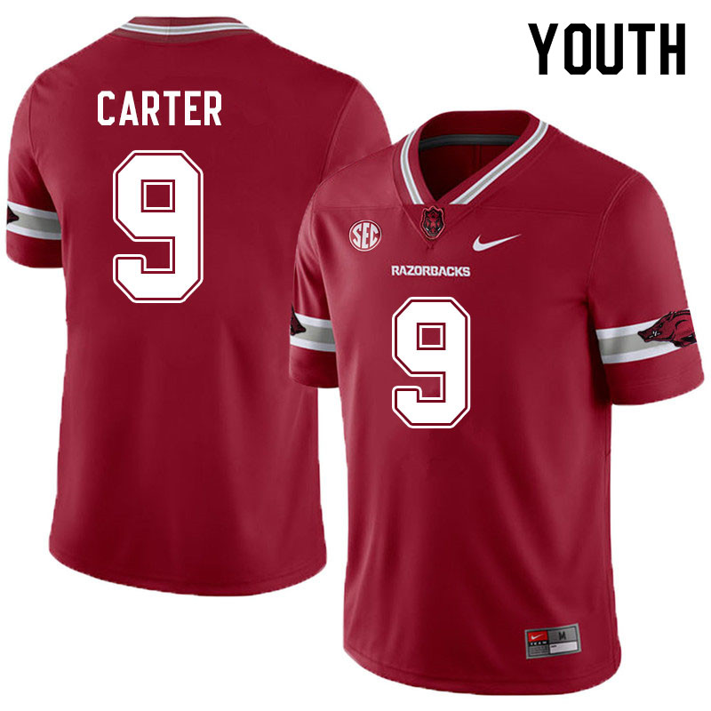 Youth #9 Taurean Carter Arkansas Razorbacks College Football Jerseys Sale-Alternate Cardinal - Click Image to Close